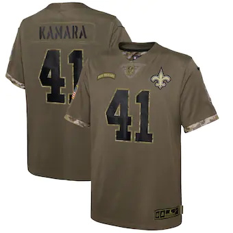 youth nike alvin kamara olive new orleans saints 2022 salut